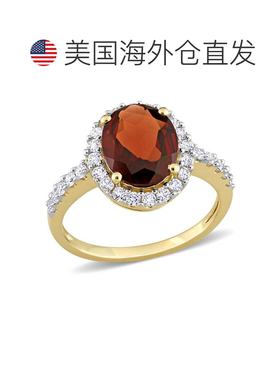 自营 mimi & max10k 金 3 1/2 克拉 TGW 椭圆形石榴石和人造白色