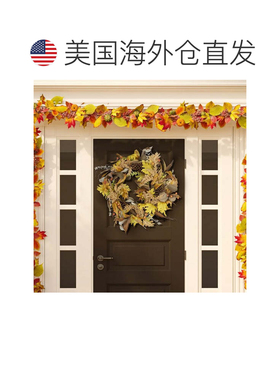 自营safavieh人造 30 英寸燕麦叶和桉树花环 - 黄色/绿色 美国奥
