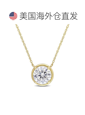 自营Mimi & Max 2 克拉 DEW 创作莫桑石圆形吊坠带链条 10k 金 -