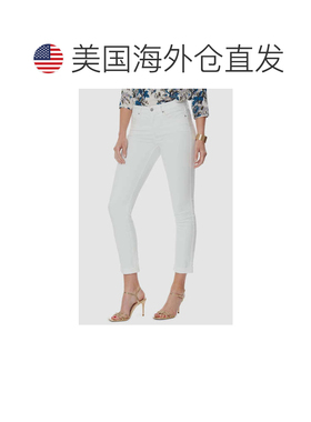 自营NYDJ Sheri Jeans Women's Optic White Denim Cuffed Hem Sk