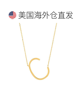 自营max + stone10k实心黄色金色大侧面大写字母首字母，带有可延