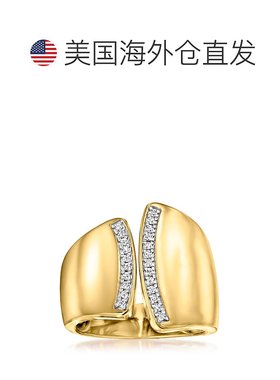 自营 Ross-Simons 18 克拉金镀在纯银上不对称钻石戒指。 - 白色