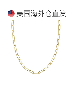 自营Mimi & Max 5 毫米钻石切割回形针链式项链，镀黄色纯银 - 18