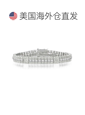自营geneviveSterling Silver White Gold Plated with Clear Cub