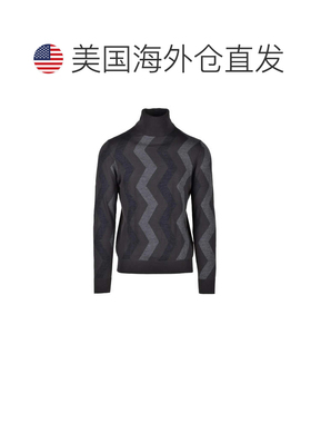 自营alpha studioGreen/Grey Merino Wool Knit Men's - black 美