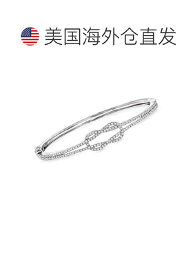 自营Ross-Simons Diamond Knot Bangle Bracelet in Sterling Sil