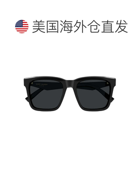 自营saint laurent黑色Linea字母组合回收醋酸纤维方形太阳镜-黑