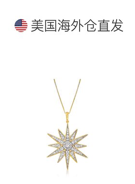 自营 Ross-Simons 钻石星爆吊坠项链 18 克拉金 18 克拉 - 20 英
