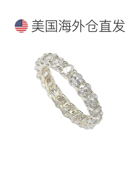 自营 Suzy Levian 纯银椭圆形 U 形立方氧化锆永恒戒指 - 白色 美