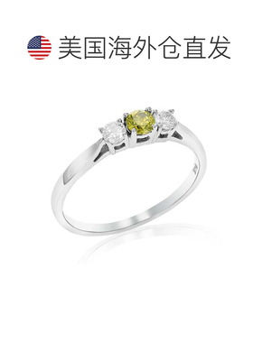 自营vir jewels 1/2 cttw 3 石黄色和白色钻石订婚戒指 14K 白金