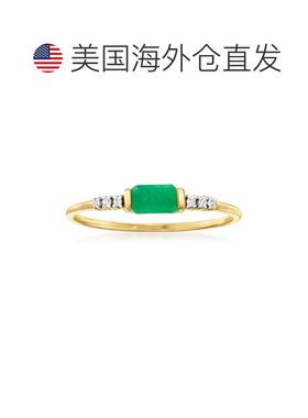 自营RS Pure by Ross-Simons 14kt 黄金镶钻祖母绿戒指 - 绿色 美
