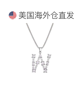 自营adornia镀银混合石水晶初始项链-银色 美国奥莱直发