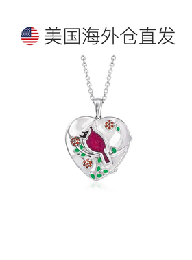 自营Ross-Simons Ruby and . Garnet Cardinal Floral Locket Nec