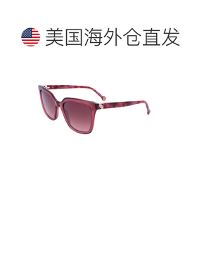 自营Carolina Herrera Women's 53 mm Burgundy Red Havana Sungl