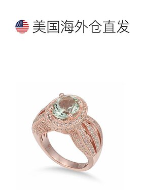 自营 Suzy Levian 纯银 4.35 TCW 绿色紫水晶椭圆形戒指 - 绿色