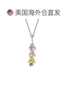 自营geneviveGv 纯银方晶锆石镀金透明和黄色浅粉色和烧焦琥珀色