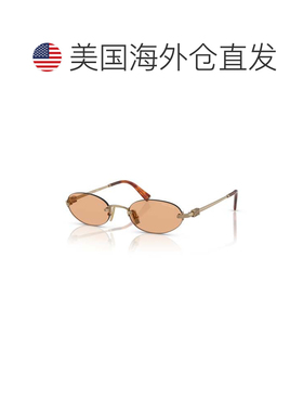 自营miu miu0Mu A54S Oval Sunglasses with Gold Metal Frame -