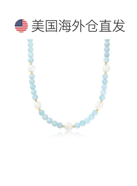 自营Ross-Simons 海蓝宝石珠和 11-12 毫米养殖巴洛克珍珠项链配
