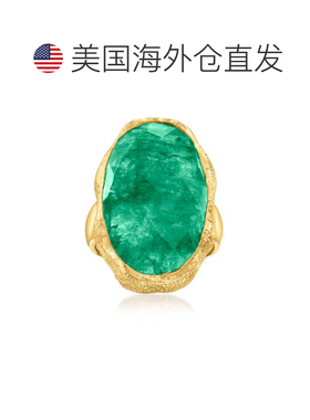 自营 18 克拉金镀在纯银上 Ross-Simons 祖母绿戒指 - 绿色 美国