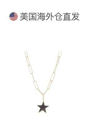 自营 Adornia Black Enamel Star Pendant Necklace gold black
