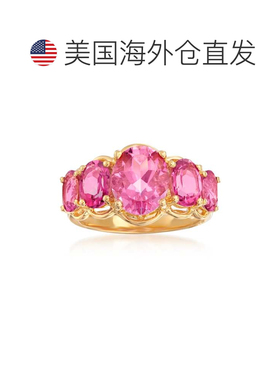 自营 Ross-Simons 18kt 金粉红色托帕石 5 石戒指 - 粉红色 美国