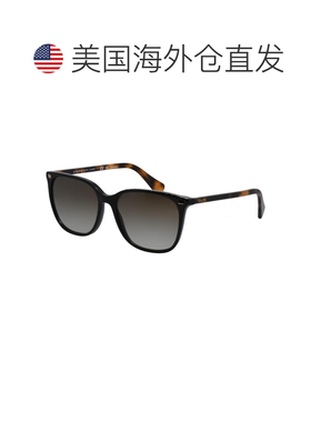 自营Ralph Lauren RA 5293 60378E 56mm女士方形太阳镜-闪亮黑色