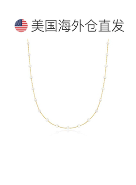 自营Ross-Simons 14 克拉黄金 3-3.5 毫米养殖珍珠站项链 - 18 英