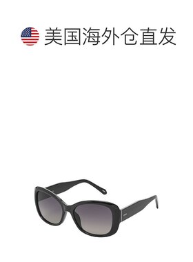 自营 Fossil女式方形太阳镜-黑色 美国奥莱直发