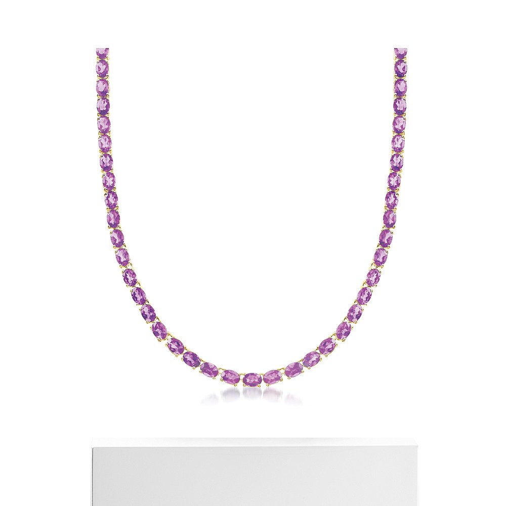 Ross-Simons Amethyst Tennis Necklace in 18kt Gold Over Sterl-图3