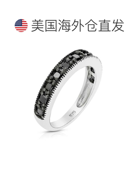 自营vir jewels 1/2 cttw 公主方形切割黑色钻石结婚戒指 .925 纯