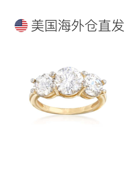 自营 14 克拉黄金 Ross-Simons CZ 3 石戒指 - 白色 美国奥莱直发