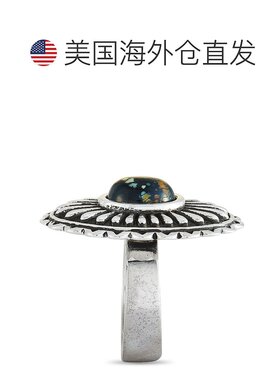 自营King Baby 大号 Starburst Concho 银和斑点绿松石戒指 - 多