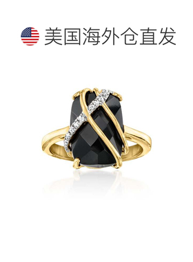 自营Ross-Simons Onyx and White Topaz Ring in 18kt Gold Over