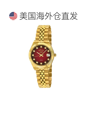 自营GV2 Naples Women's Red Dial Yellow Gold Watch - ip gold