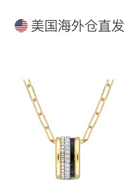 自营 mimi & max4/5 克拉 TGW 创造白色蓝宝石多纹理圆形吊坠带链