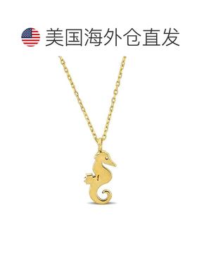 自营Mimi & Max 海马吊坠带链条 14k 金 - 17 英寸 - 黄色 美国奥