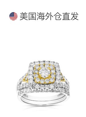 自营 vir jewels2 克拉钻石结婚订婚戒指套装 14K 双色金新娘套装