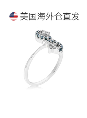 自营 vir jewels 1/3 cttw 蓝色钻石戒指时尚圆形 10K 白金 - 白