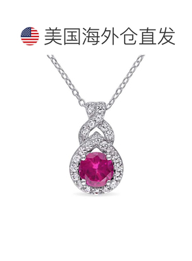 自营Mimi & Max 1 4/5 克拉 TGW 人造白色蓝宝石和人造红宝石泪滴