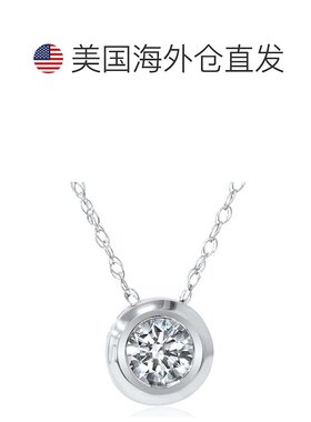 自营pompeii31/6 克拉单石真包边 14K 钻石吊坠项链 - 14k 白金