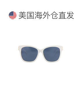 自营balenciaga猫眼镜框醋酸纤维太阳眼镜-白色金色蓝色 美国奥莱