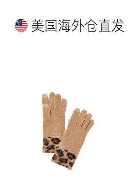 自营Bruno Magli Leopard Jacquard Cuff Cashmere Gloves - bro