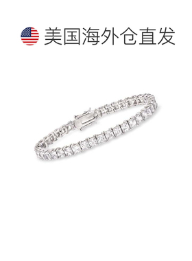 自营Ross-Simons 925 纯银公主方形切割 CZ 网球手链 - 8 英寸 美