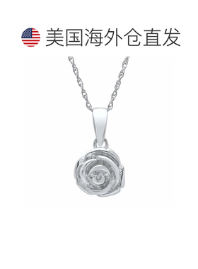 自营max + stone18 英寸绳链上的纯银玫瑰吊坠项链 - 银色 美国奥