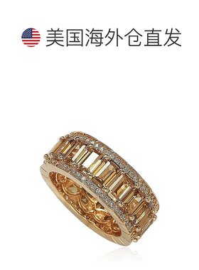 自营 Suzy Levian Rose 纯银立方氧化锆棕色翡翠切割永恒戒指 -