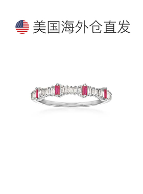 自营ross-simons 罗斯-西蒙斯钻石和 . 14kt 白金红宝石戒指 - 红
