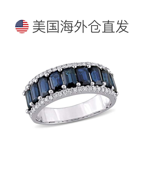 自营mimi & max14K 白金 3 1/7 CT TGW 蓝宝石和 1/3 CT TW 钻石