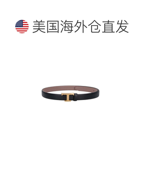 自营tod's黑色小牛皮 “T Timeless” 可逆皮带-黑色 美国奥莱直