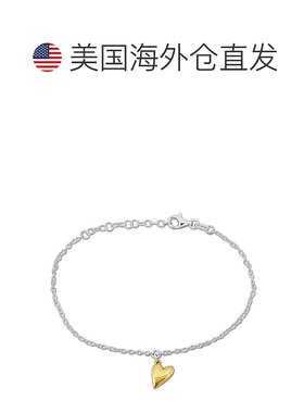自营 925 纯银电缆链上的 Mimi & Max 黄色心形吊饰手链 - 7+1 英