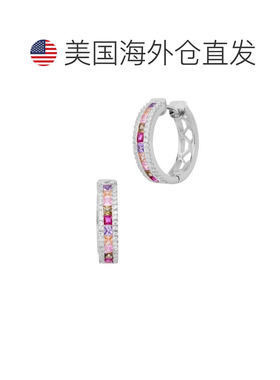 自营savvy cie jewels镀金方形锆石挂钩耳环-白色多色 美国奥莱直